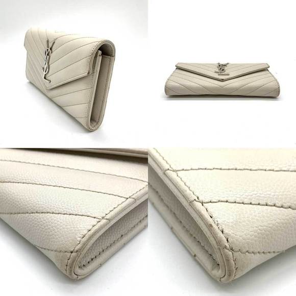 SAINT LAURENT White Monogram Leather Wallet - Picture 3 of 7